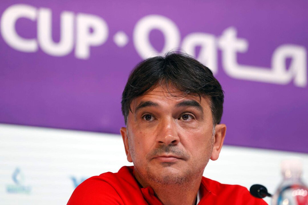 El seleccionador croata, Zlatko Dalic, durante su rueda de prensa este domingo en Doha. EFE/EPA/RUNGROJ YONGRIT